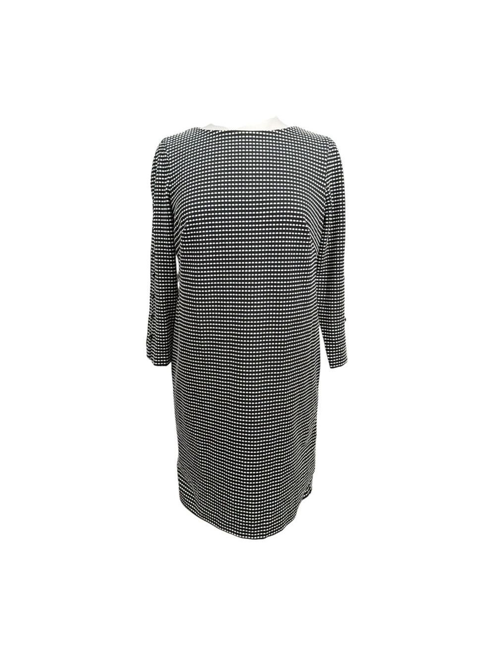 Chico’s‎ Black White Jacquard Shift Dress 4P Button Sleeve NWT